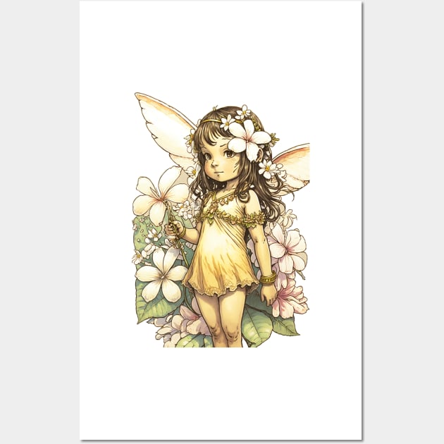 Plumeria Pikake Flower Fairy Girl Cute Hawaii Cicely Mary Barker Wall Art by peachycrossing